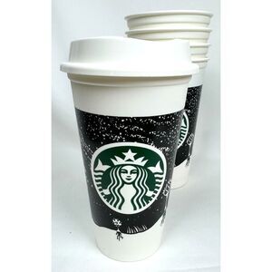 NEW Starbucks Reusable Cups "Starry Night Sky" 16oz RARE LOT of 5 plus extra lid